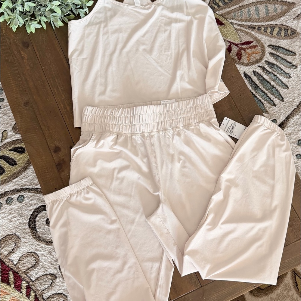 Zella cream colored lounge tank and jogger set